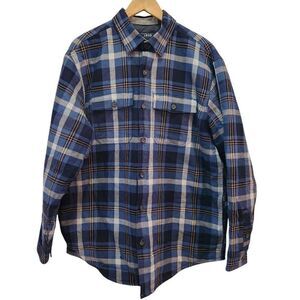 Izod plaid jacket Shacket Quilted lining blue Size medium